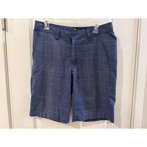 TravisMathew Blue Windowpane Golf Shorts Mens 32 Heathered Performance Stretch